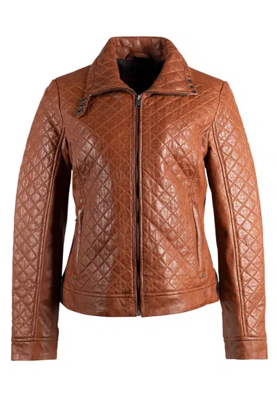 Mauritius Women's Yellow / Orange Breana Cf Leather Jacket, Burnt Orange In Yellow/orange