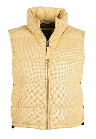 Mauritius Women's Yellow / Orange Ellice Os Leather Vest, Light Yellow In Yellow/orange