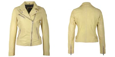 Mauritius Women's Yellow / Orange Sofia Rf Leather Jacket, Pale Yellow In Yellow/orange