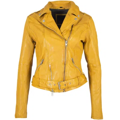 Mauritius Women's Yellow Wild Rf Leather Jacket - Sunrise