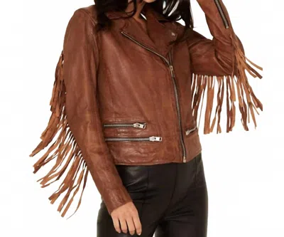 Mauritius Women's Zoe Fringe Leather Jacket In Cognac In Brown
