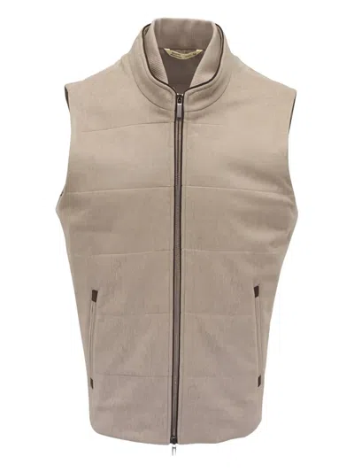 Maurizio Baldassari Arena Quilted Zip Gilet In Brown
