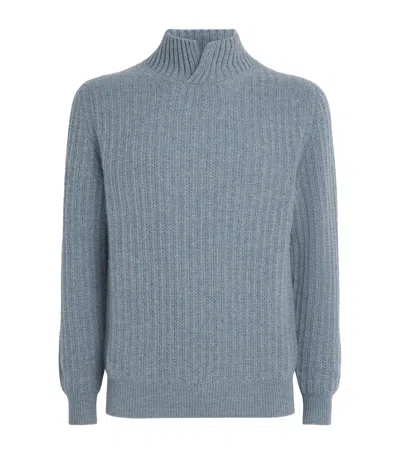 Maurizio Baldassari Cashmere High-neck Sweater In Blue