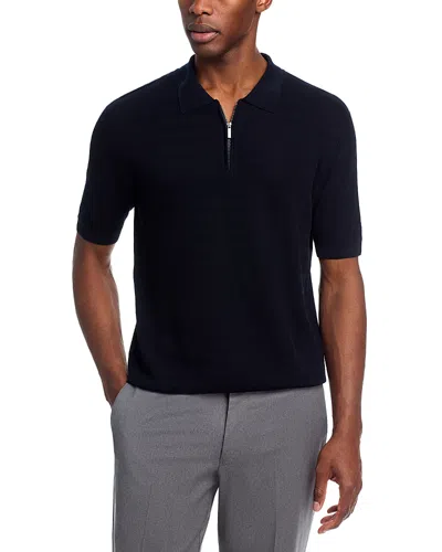 Maurizio Baldassari Chevron Quarter Zip Knit Polo Shirt In Blue