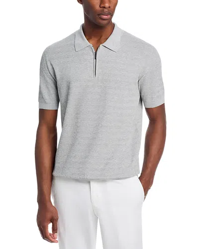 Maurizio Baldassari Chevron Quarter Zip Knit Polo Shirt In Gray