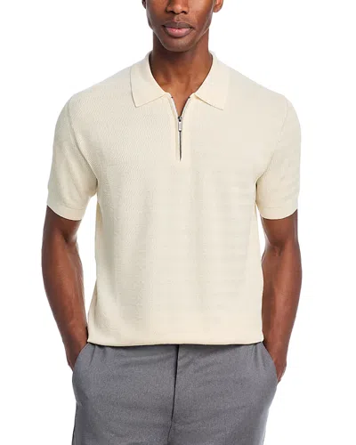 Maurizio Baldassari Chevron Quarter Zip Knit Polo Shirt In White