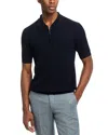 Maurizio Baldassari Chevron Stitch Quarter Zip Polo Sweater In Dark Navy