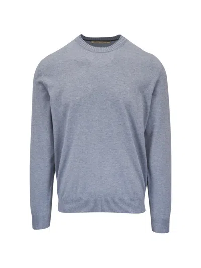 Maurizio Baldassari Knit Crew-neck Long-sleeve T-shirt In Blue