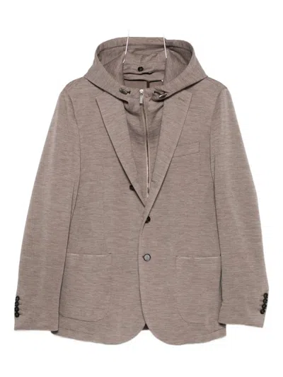 Maurizio Baldassari Hooded Panelled Jacket In Brown