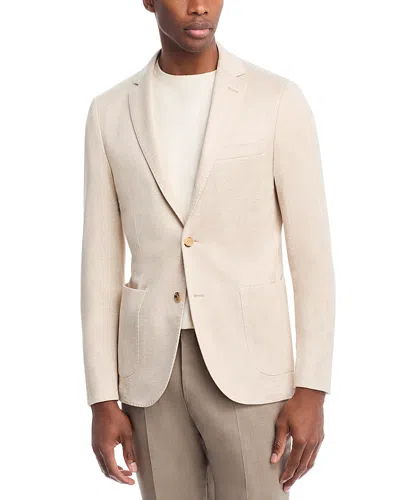 Maurizio Baldassari Linen, Silk, & Cotton Herringbone Jersey Soft Jacket In Full Beige
