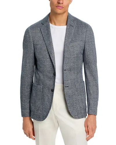 Maurizio Baldassari Linen, Silk & Cotton Herringbone Jersey Unstructured Sport Coat In Blue