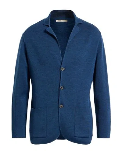 Maurizio Baldassari Man Cardigan Blue Size 40 Virgin Wool, Lycra