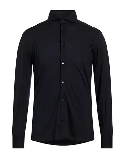 Maurizio Baldassari Man Shirt Midnight Blue Size S Virgin Wool In Black