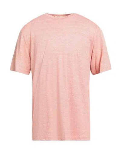 Maurizio Baldassari Man T-shirt Salmon Pink Size Xxl Virgin Wool, Linen