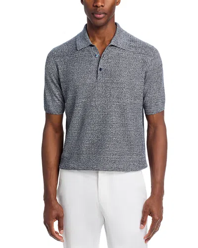 Maurizio Baldassari Melange Parquet Stitch Knit Polo Shirt In Brown