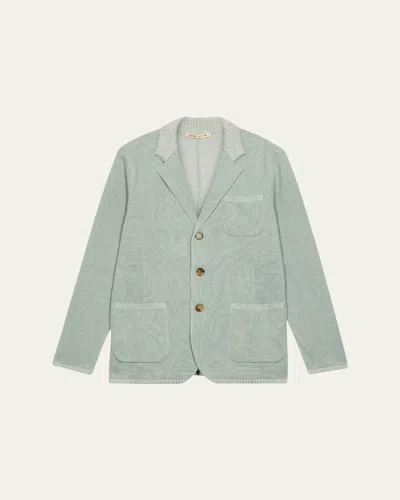 Maurizio Baldassari Men's Vanise Rib Knit Blazer Jacket In Green