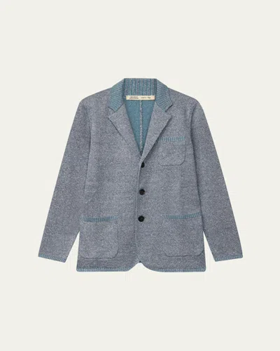 Maurizio Baldassari Men's Vanise Rib Knit Blazer Jacket In Blue