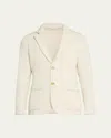 Maurizio Baldassari Men's Wool-blend Rib Contrast-trim Cardigan In White