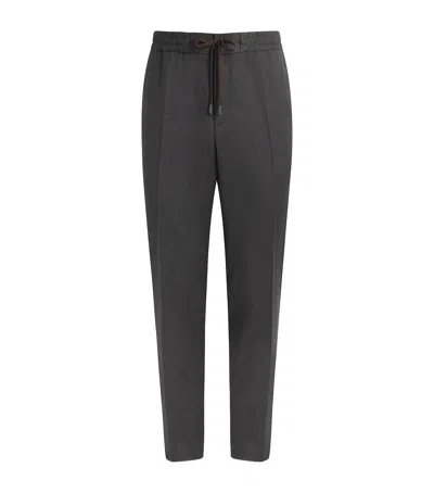 Maurizio Baldassari Stretch-virgin Wool Drawstring Trousers In Green