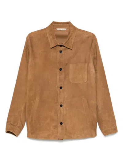 Maurizio Baldassari Suede Overshirt In Brown