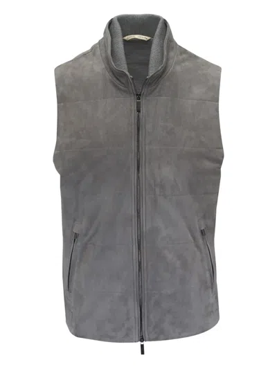 Maurizio Baldassari Suede Waistcoat In Grey