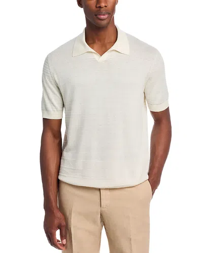 Maurizio Baldassari Tonal Stripe Knit Polo Shirt In White