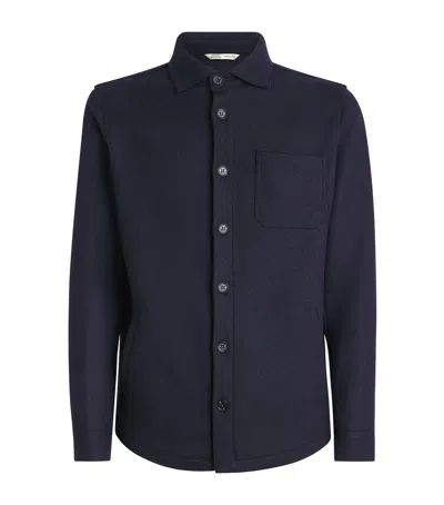 Maurizio Baldassari Virgin Wool-blend Overshirt In Navy