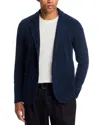Maurizio Baldassari Winter Wool, Cotton & Nylon Mouline Sweater Jacket In Blue