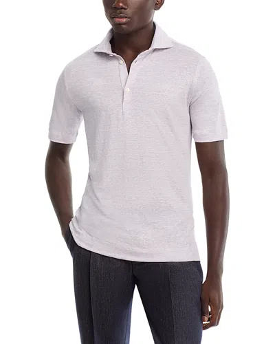 Maurizio Baldassari Wool & Linen Melange Jersey Polo In Lavender