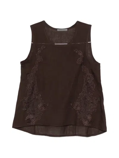 Maurizio Braschi Embroidered Top In Brown