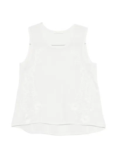 Maurizio Braschi Floral-emroidered Top In White
