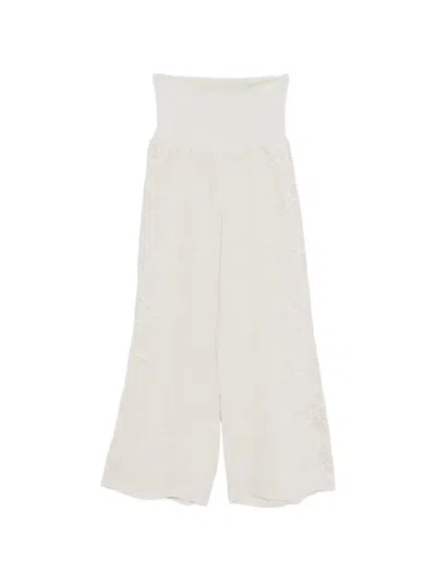 Maurizio Braschi Lace-detail Trousers In Neutral