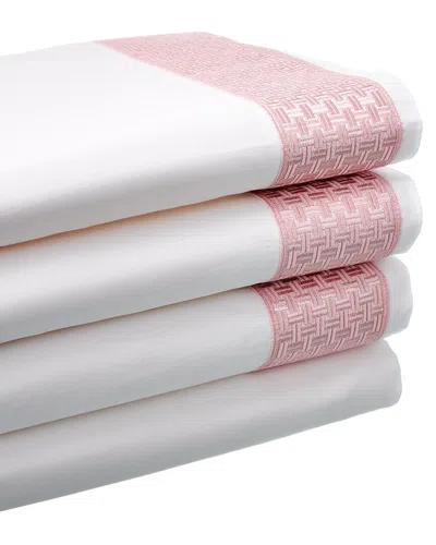 Maurizio Italy Basket Weave Sheet Set In Pink