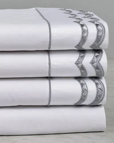 Maurizio Italy Double Scallop Sheet Set In White