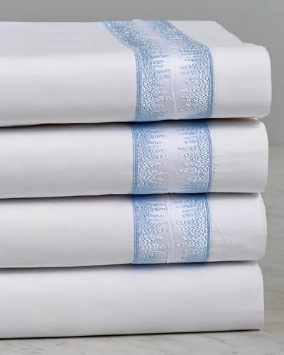 Maurizio Italy Jaws Embroidered Sheet Set In Blue