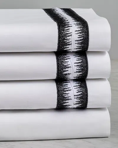 Maurizio Italy Jaws Embroidered Sheet Set In Black
