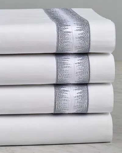 Maurizio Italy Jaws Embroidered Sheet Set In Gray