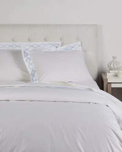 Maurizio Italy Royal Light Blue Trellis Embroidered Duvet Set
