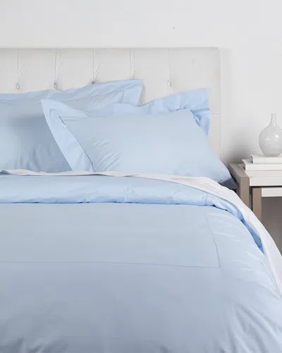 Maurizio Italy Solid Single Hemstitch Duvet Set In Blue