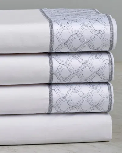 Maurizio Italy Taj Mahal Embroidered Sheet Set In White