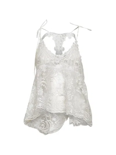 Maurizio Lace-embroidered Racer-back Top In White