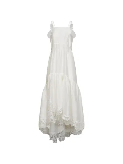 Maurizio Lace-embroidered Ruffled Dress In White