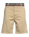 Maurizio Massimino Man Shorts & Bermuda Shorts Beige Size 38 Cotton, Elastane