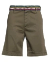 Maurizio Massimino Man Shorts & Bermuda Shorts Military Green Size 36 Cotton, Elastane
