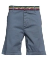 Maurizio Massimino Man Shorts & Bermuda Shorts Slate Blue Size 38 Cotton, Elastane In Blue
