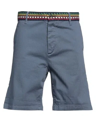 Maurizio Massimino Man Shorts & Bermuda Shorts Slate Blue Size 38 Cotton, Elastane