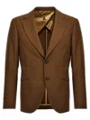 Maurizio Miri Brown Solid Notched Lapel Blazer In Brown