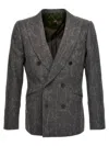 Maurizio Miri Double-breasted Wool Blazer With Textured Finish In Gray