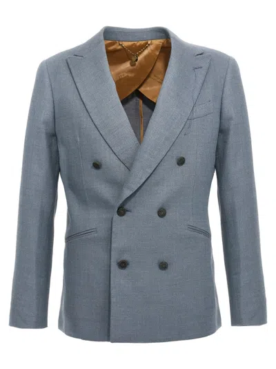 MAURIZIO MIRI DOUBLE-BREASTED SILK BLEND BLAZER WITH BUTTON CLOSURE