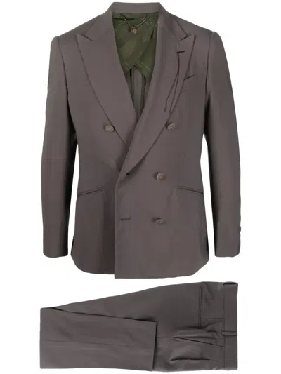 Maurizio Miri Double-breasted Stretch-wool Suit In Braun